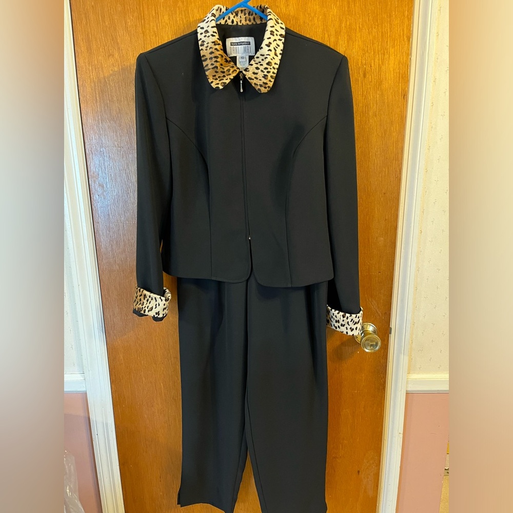 Black and Cheetah Pants Suit-size 10